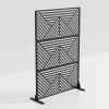Mountain-shaped Black Metal Privacy Screen, Metal Outdoor Privacy Screen, Freestanding Outdoor Divider Decorative Privacy Fence Screen Set for Deck Pa
