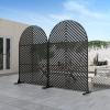 Black Arched Metal Outdoor Privacy Screen, Freestanding Outdoor Divider Decorative Privacy Fence Screen Set for Deck Patio Balcony Garden Outdoor&Indo