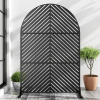 Black Arched Metal Outdoor Privacy Screen, Freestanding Outdoor Divider Decorative Privacy Fence Screen Set for Deck Patio Balcony Garden Outdoor&Indo