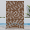 Random Stripes Brown Metal Outdoor Privacy Screen Freestanding Outdoor Divider Decorative Privacy Fence Screen Set for Deck Patio Balcony Garden Outdo