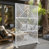 Mountain-shaped White Metal Privacy Screen Metal Outdoor Privacy Screen, Freestanding Outdoor Divider Decorative Privacy Fence Screen Set for Deck Pat