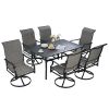 VEVOR 7 Pieces Patio Dining Set, Outdoor Furniture Table and Swivel Chairs Set, All Weather Garden Furniture Table Sets, Iron Patio Conversation Set w