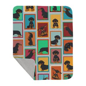 Lots of Black and Tan Dachshund Quilted Blanket 50x60 Artwork Pattern Quilted Throw Blanket for Bed, Couch, Sofa, Soft and Lightweight