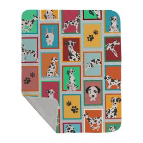 Lots of Harlequin Natural Ears Great Dane Quilted Blanket 50x60 Artwork Pattern Quilted Throw Blanket for Bed, Couch, Sofa, Soft and Lightweight