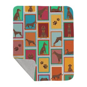 Lots of Red Doberman Pinscher Quilted Blanket 50x60 Artwork Pattern Quilted Throw Blanket for Bed, Couch, Sofa, Soft and Lightweight