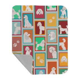 Lots of White Standard Poodle Quilted Blanket 50x60 Artwork Pattern Quilted Throw Blanket for Bed, Couch, Sofa, Soft and Lightweight