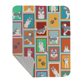 Lots of Grey Siberian Husky Quilted Blanket 50x60 Artwork Pattern Quilted Throw Blanket for Bed, Couch, Sofa, Soft and Lightweight