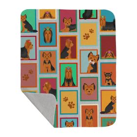 Lots of Black and Tan Yorkie Quilted Blanket 50x60 Artwork Pattern Quilted Throw Blanket for Bed, Couch, Sofa, Soft and Lightweight