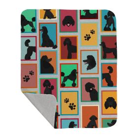 Lots of Black Standard Poodle Quilted Blanket 50x60 Artwork Pattern Quilted Throw Blanket for Bed, Couch, Sofa, Soft and Lightweight