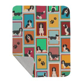 Lots of Black and White English Springer Spaniel Quilted Blanket 50x60 Artwork Pattern Quilted Throw Blanket for Bed, Couch, Sofa, Soft and Lightweigh