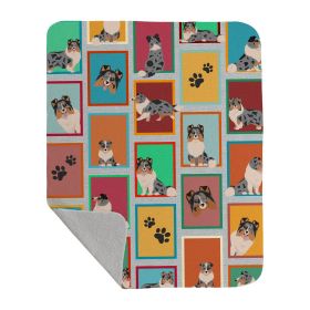 Lots of Blue Merle Sheltie Quilted Blanket 50x60 Artwork Pattern Quilted Throw Blanket for Bed, Couch, Sofa, Soft and Lightweight
