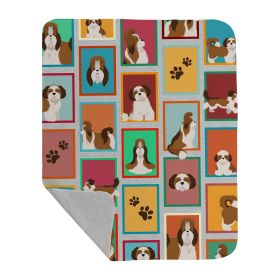 Lots of Shih Tzu Quilted Blanket 50x60 Artwork Pattern Quilted Throw Blanket for Bed, Couch, Sofa, Soft and Lightweight