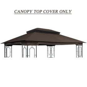 13x10 Ft Patio Double Roof Gazebo Replacement Canopy Top Fabric,Brown [Sale to Temu is Banned.Weekend can not be shipped, order with caution]
