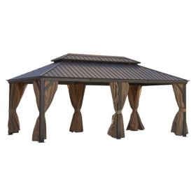 12*20FT patic gazebo,alu gazebo with steel canopy,Outdoor Permanent Hardtop Gazebo Canopy for Patio, Garden, Backyard