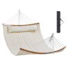 VEVOR Double Quilted Fabric Hammock, 12 FT Double Hammock with Curved Spreader Bars, 2 Person Quilted Hammock with Detachable Pillow and Chains for Ca