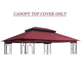13x10 Ft Patio Double Roof Gazebo Replacement Canopy Top Fabric,Red [Sale to Temu is Banned.Weekend can not be shipped, order with caution]