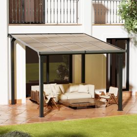 10 x 10 Ft Lean to Gazebo, Outdoor Pergola on Clearance for Patios, Hardtop Deck Metal Awnings, Frosted Gray