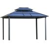 10' x 12' Hardtop Gazebo Canopy with Polycarbonate Double Roof, Aluminum Frame, Permanent Pavilion Outdoor Gazebo with Netting and Curtains for Patio,