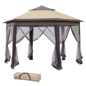 13' x 13' Pop Up Gazebo, Hexagonal Canopy Shelter with 6 Zippered Mesh Netting, Event Tent with Strong Steel Frame for Patio Backyard Garden Wedding P