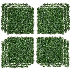 12 PCS 20" x 20" Artificial Boxwood Panels Topiary Wall Greenery Backdrop, Privacy Hedge Screen UV Protected 4Layer Roll Grass Panel Fence Decor Outdo