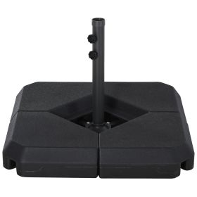 Outsunny 4-Piece Outdoor Patio Offset Umbrella Base Stand Weight Holder w/ Cross Base for Powerful Support, 158lbs Sand or 132lbs Water Filled, Black