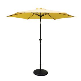 8.8 feet Outdoor Aluminum Patio Umbrella, Patio Umbrella, Market Umbrella with 42 pounds Round Resin Umbrella Base, Push Button Tilt and Crank lift, Y