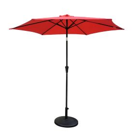 8.8 feet Outdoor Aluminum Patio Umbrella, Patio Umbrella, Market Umbrella with 42 pounds Round Resin Umbrella Base, Push Button Tilt and Crank lift, R