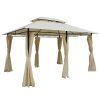 10' x 13' Patio Gazebo, Outdoor Gazebo Canopy Shelter with Curtains, Vented Roof, All-Weather Steel Frame, for Garden, Lawn, Backyard and Deck, Cream