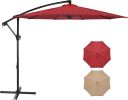 10ft Offset Umbrella Cantilever Patio Hanging Umbrella Outdoor Market Umbrella with Crank & Cross Base Suitable for Garden, Lawn, backyard and Deck, R