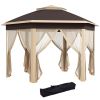 Outsunny 13' x 13' Pop Up Gazebo, Hexagonal Canopy Shelter with 6 Zippered Mesh Netting, Event Tent with Strong Steel Frame for Patio, Backyard, Garde