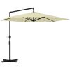Outsunny 9.5FT Cantilever Patio Umbrella with Crank, Cross Base and Air Vent, Round Hanging Offset Umbrella, Heavy Duty Outdoor Umbrella for Garden, P