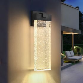 1-pack Modern Outdoor Wall Light Fixture, Weatherproof LED Wall Sconce with Bubble Crystal, Black Finish, Up and Down Lighting for Porch, Patio, and G