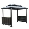 6x10FT Hardtop Grill Gazebo, Outdoor BBQ Gazebo with Double Galvanized Steel Roof, Patio Grill Canopy with 2 Storage Cabinets and Ceiling Hooks for Ba