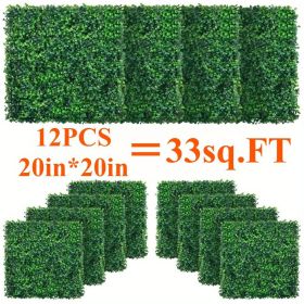 12PCS, 20 inches x 20 inches, grass height 1.6 inches, artificial yellow wooden board, yellow wooden board fence board, privacy hedge UV protection, o