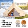 VEVOR 8-10 Person Canvas Glamping Bell Tent, Breathable Waterproof Yurt Tent with Stove Jack and Detachable Side Wall for Family Camping,16'x16'x118 "