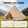VEVOR 8-10 Person Canvas Glamping Bell Tent, Breathable Waterproof Yurt Tent with Stove Jack and Detachable Side Wall for Family Camping,16'x16'x118 "