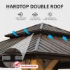 12'x12' Hardtop Gazebo, Outdoor Cedar Wood Frame Canopy with Galvanized Steel Double Roof, Outdoor Permanent Metal Pavilion with Curtains and Netting