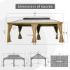 12'x20' Hardtop Gazebo Outdoor Aluminum Wood Grain Gazebos with Galvanized Steel Double Canopy for Patios Deck Backyard,Curtains&Netting (Wood-Looking