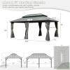 12' X 18' Hardtop Gazebo, Aluminum Metal Gazebo with Galvanized Steel Double Roof Canopy, Curtain and Netting, Permanent Gazebo Pavilion for Patio, Ba