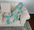 White Pomeranian Quilted Blanket 50x60 Artwork Pattern Quilted Throw Blanket for Bed, Couch, Sofa, Soft and Lightweight