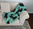 Black and Tan Cavalier King Charles Spaniel Quilted Blanket 50x60 Artwork Pattern Quilted Throw Blanket for Bed, Couch, Sofa, Soft and Lightweight