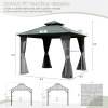 10' X 10' Hardtop Gazebo, Aluminum Metal Gazebo with Galvanized Steel Double Roof Canopy, Curtain and Netting, Permanent Gazebo Pavilion for Patio, Ba