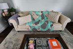 Old English Sheepdog Quilted Blanket 50x60 Artwork Pattern Quilted Throw Blanket for Bed, Couch, Sofa, Soft and Lightweight