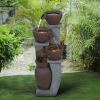 32.8" H 4-Tier Modern Outdoor Water Fountain - LED Lighted Indoor Outdoor Garden Fountains and Waterfalls for Garden, Patio, Backyard, Deck, Porch and