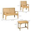 5 Piece Wooden Patio Dining Set for 6, Outdoor Conversation Set with 2 Armchairs, 2 Loveseats, and Dining Table with Umbrella Hole for Backyard, Garde