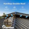 12'x20' Hardtop Gazebo Outdoor Aluminum Wood Grain Gazebos with Galvanized Steel Double Canopy for Patios Deck Backyard,Curtains&Netting (Wood-Looking
