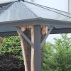 10' x 12' Hardtop Gazebo Canopy with Polycarbonate Roof, Top Vent and Aluminum Frame, Permanent Pavilion Outdoor Gazebo with Netting, for Patio, Garde