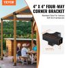 VEVOR Pergola Bracket Kit 4''x4'', 2pcs 4-Way Heavy Duty Corner Bracket Woodworks DIY Post Base Kit, Easy Installation Wooden Beams for Gazebos, Patio