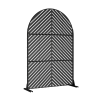 Black Arched Metal Outdoor Privacy Screen, Freestanding Outdoor Divider Decorative Privacy Fence Screen Set for Deck Patio Balcony Garden Outdoor&Indo