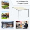 Outsunny 10' x 10' Steel Outdoor Pergola Gazebo, Patio Canopy with Weather-Resistant Fabric and Drainage Holes for Backyard Pool Deck Garden, Cream Wh